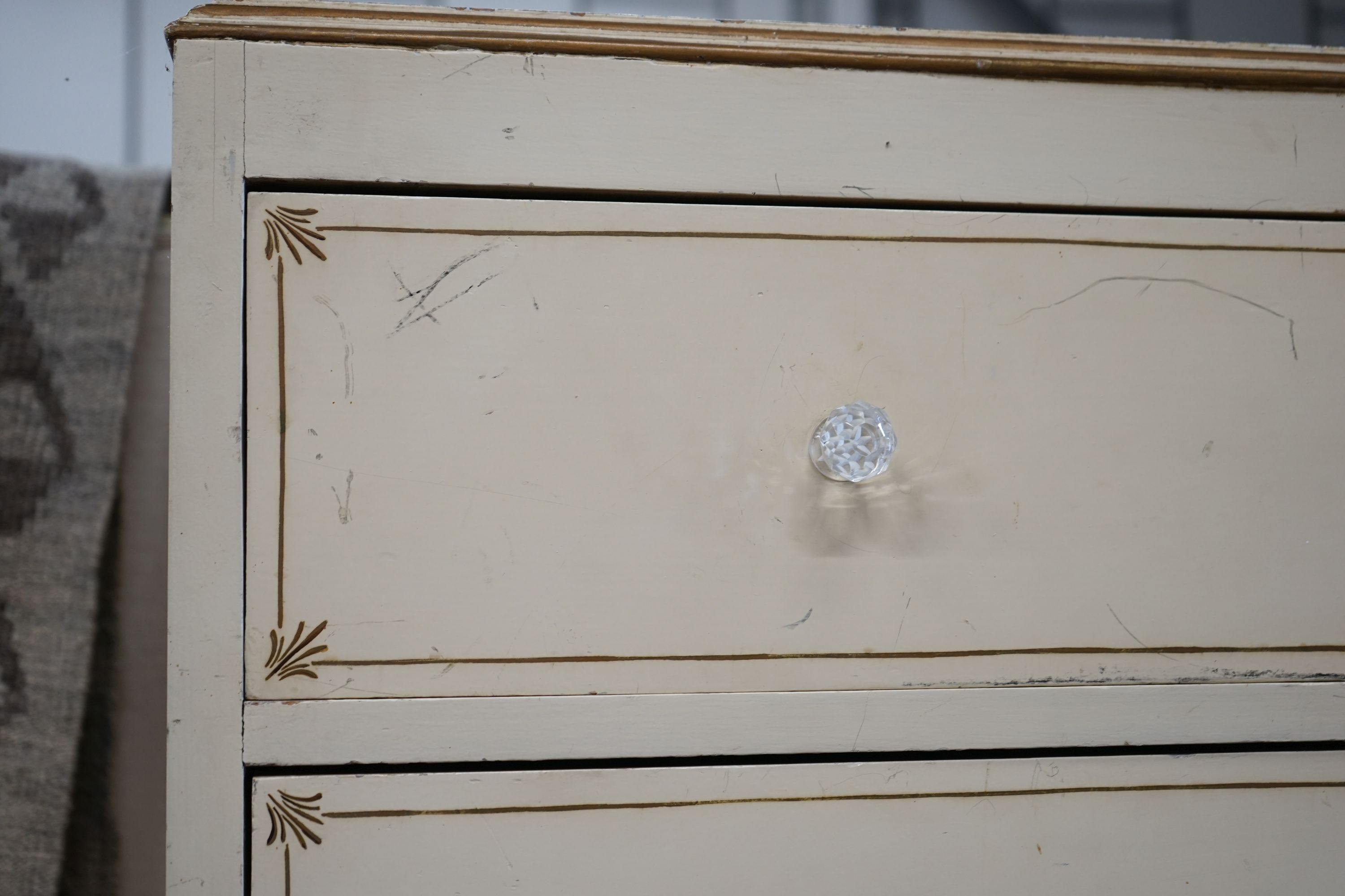 An early 20th century painted oak six drawer tall chest, width 88cm, depth 48cm, height 170cm